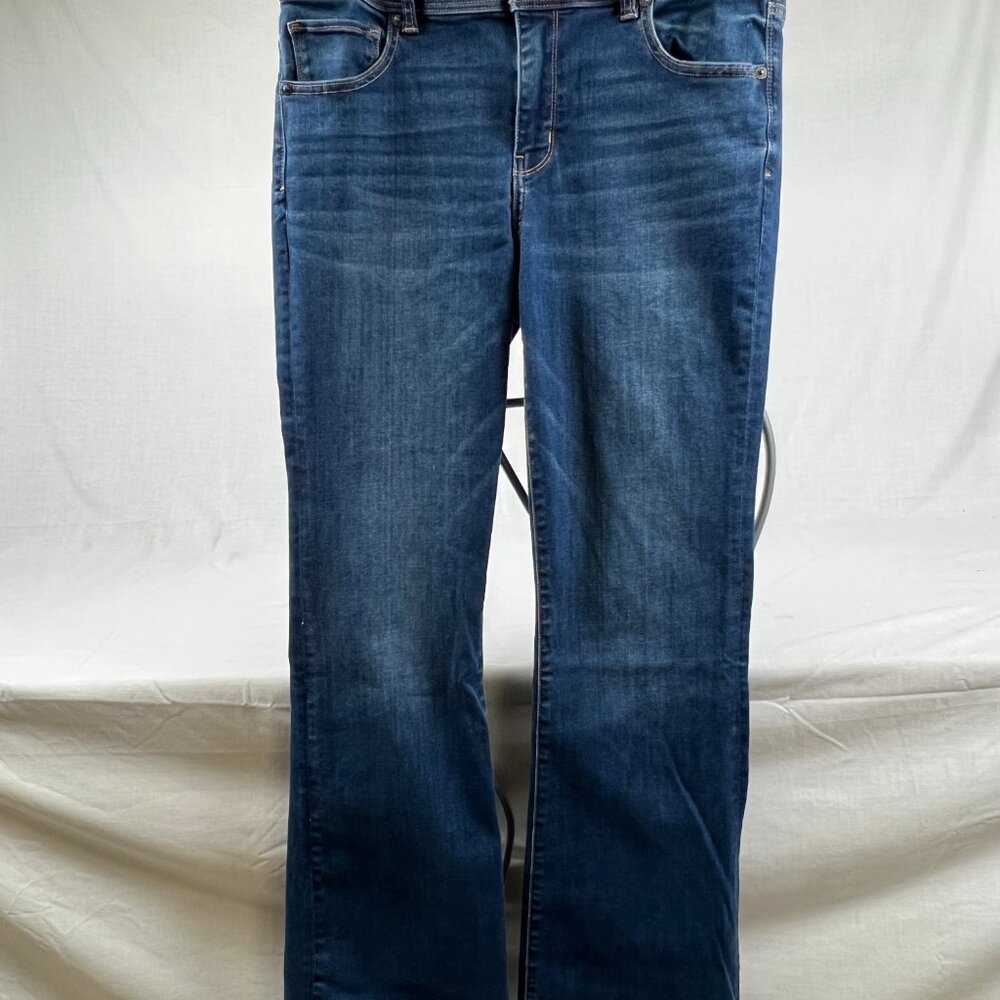 American Eagle Kick Boot Jeans Women's 14 Long Dark Wash Blue Mid Rise Denim